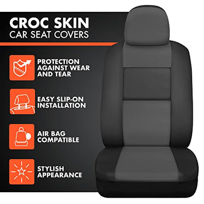 BDk Faux Leather Car Seat Cover Full Set - Front & Rear Split Bench Charcoal Seat Covers For SUV & Truck Seat Covers, Airbag Compatible - Protective Seat Covers for Car Seats & Car Accessories - color: Charcoal