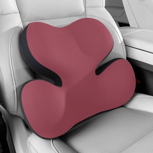 BEBAS Lumbar Support Pillow for Car, Ergonomic Memory Foam Back Cushion for Driving, Lower Back Support for Pain Relief, Lumbar Cushion for Car Seats, Office Chairs, Wheelchairs - Red - color: Red
