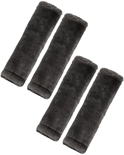 BELINOUS Faux Sheepskin Seat Belt Cover, Soft & Comfortable Seat Belt Shoulder Pad, Thick Car Seat Belt Cushion, Seat Belt Neck Protector for Kids Adults 4 Pack (Dark Gray) - color: Dark Gray, size: 4 Pack