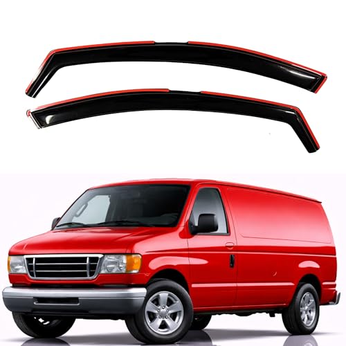 KPY Rain Guards Fit for 1992-2006 Ford E150 E250 E350 E450 E550 Super Duty, in-Channel Window Visors Vent Wind Deflectors 2PC, Truck Accessories for 1992-2006 Ford Econoline Vans - size: 1992-2006 E150/E250/E350/E450/E550/Econoline Vans