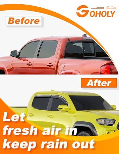 Extra-Thick Window Rain Guard for Toyota Tacoma Double Cab 2016-2023 Rain Guards Tape-on Side Truck Window Visors Full-Size Vent Visor Window Deflectors Vent Shades Car Accessories - size: Fit for 2016-2023 Toyota Tacoma