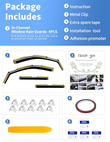 in-Channel Window Rain Guards Fit for Chevy Silverado 1500 & GMC Sierra 1500 Crew Cab 2019-2026 Extra Durable Window Deflectors Window Vent Visors Truck Vent Shades Exterior Car Accessories - size: 2019-2026 Chevy Silverado/GMC Sierra 1500 Crew Cab