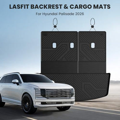 LASFIT Cargo Trunk Mat & Backrest Mats for Hyundai Palisade 2026 All Weather TPE Custom Fit Car Trunk Mats Cargo Liner & Seatback Mats Accessoires, Black - size: 2)For Hyundai Palisade | 2026 | Cargo