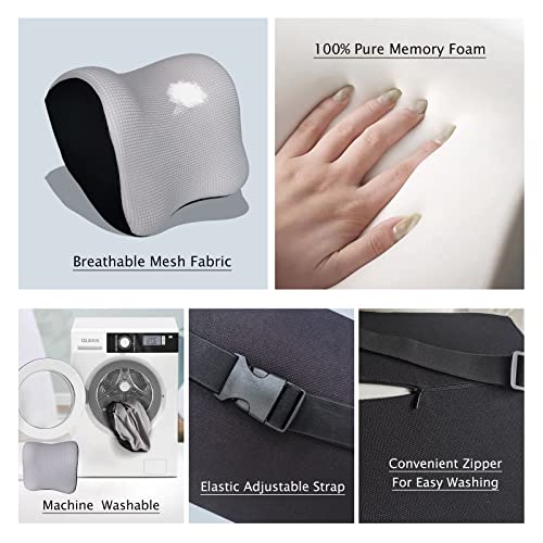 Ultra Soft Car Headrest Pillow, Car Pillow for Driving with Adjustable Strap, 100% Memory Foam Neck Cushion, Breathable Removable Cover & Ergonomic Design - Car Neck Pillow(Moonlight-Silver, 1PC) - color: Silver