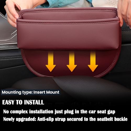 Universal Fit Premium Leather Car Seat Gap Filler Organizer, Center Console Organizer for Car SUV Truck (Burgundy，2 Pack) - color: Burgundy，2 Pack