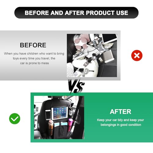 2PCS Car Backseat Organizer, Oxford Car Back Seat Protecter Kick Mat with Touch Screen Tablet Holder, Waterproof Automotive Seatback Storage Bag with Multi Functional Pockets (Large Pocket) - color: Large Pocket