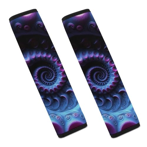 Fashion Car Seat Belt Covers Soft Cushion Pad Car Shoulder Strap Harness Pad Trippy Purple Tie Dye - color: Color860