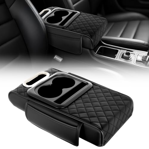 5-in-1 Arm Rest Cover Universal Armrest Storage Box Upgrade Memory Foam Console Cover with Cup for Car Phone Tissue Box Holder