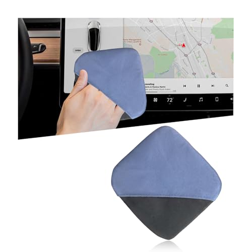 Ohleats Car Screen Cleaner, Microfiber Auto Screen Cleaning Pad, Foldable Touch Screen Cleaner Cloth for Vehicle Dashboard LCD Display, Interior Car Accessories - color: Blue&Gray,1Pcs