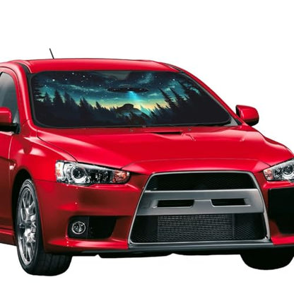 Alien Tree Car Sun Shade Windshield Sunshade Foldable Front Window Shield Cover for Truck SUV - color: Blue1