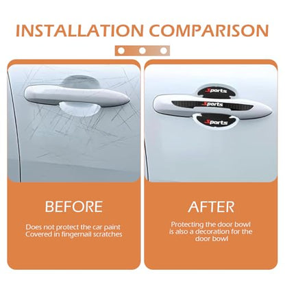 8PCS Car Door Handle Protector, Sport Car Door Handle Scratch Protectors, Doors Handle Bowl Sticker Paint Guard Cover, Auto Accessories for Most Vehicle