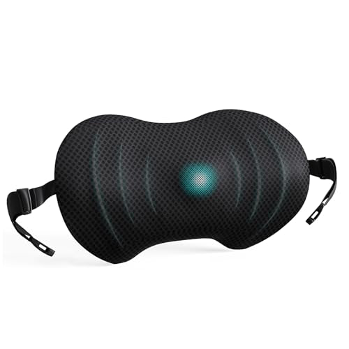 Lumbar Support Pillow, Ergonomic Back Cushion for Office Chair with Adjustable Straps & Detachable Breathable Cover,Memory Foam Car Lumbar Pillow, Back Support Pillow for Car, Office,Bed Rest(Black) - color: Black