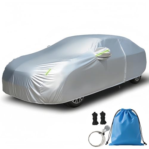 Heavy-Duty Car Cover Waterproof All Weather for Universal Sedan, Outdoor Rain Sun Snow UV Protection, Indoor Dust and Scratch Resistant 3L+ (189 * 71 * 59 inch)