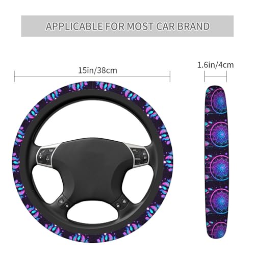 Swono Dream Catcher Feathers Steering Wheel Covers 15" Inch American Dream Catcher Feathers Universal Fit Most Car Sedans SUVs Comfort Grip Comfortable Neoprene Breathable Steering Wheel Protector - color: multi-062
