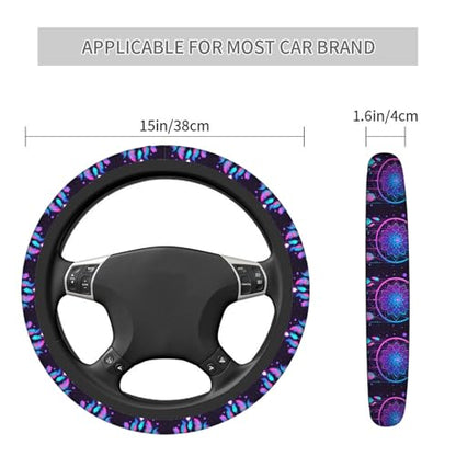 Swono Dream Catcher Feathers Steering Wheel Covers 15" Inch American Dream Catcher Feathers Universal Fit Most Car Sedans SUVs Comfort Grip Comfortable Neoprene Breathable Steering Wheel Protector - color: multi-062