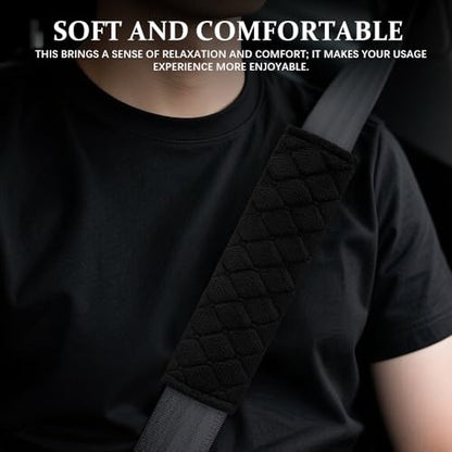 2PCS Car Seat Belt Pads Cover, Fluffy Car Seatbelt Covers, Soft Car Seat Belt Strap Cushion Protect Your Neck and Shoulder, Driving Seat Belt Shoulder Strap Cover for Most Autos (Black) - color: Black
