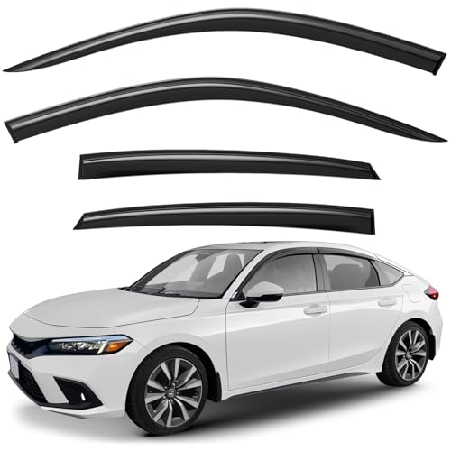 Window Deflectors Smoke Tinted Tape-On Side Window Vent Visor Deflectors Rain Guards Compatible with Honda Civic 2022-2026 - 4pcs. GW0566 - color: For Civic 22-26 Hatchback