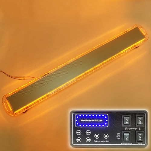 CFLMYYXGS 63" 120 LED Amber Emergency Warning Light Bar 12V-24V Strobe Flashing Beacon Light for Recovery Rescue Wreckers Tow Trucks Emergency Vehicles Snowplows Cranes Construction Vehicles Use