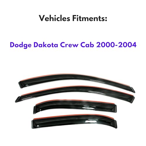 IG Window Visors Fit for 2000-2004 Dodge Dakota Quad Cab, in-Channel Rain Guards Vent Wind Deflectors 4PC, Truck Accessories for 00-04 Dakota (Crew Cab Only) - size: 2000-2004 Dakota Quad Cab (In-channel)