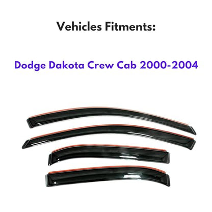 IG Window Visors Fit for 2000-2004 Dodge Dakota Quad Cab, in-Channel Rain Guards Vent Wind Deflectors 4PC, Truck Accessories for 00-04 Dakota (Crew Cab Only) - size: 2000-2004 Dakota Quad Cab (In-channel)