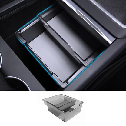 2PC Center Console Organizer Tray for Tesla Model Y Juniper 2025 2026 Flocked Armrest Drawer Storage Box Interior Accessories - size: 2PC Center Console Organizer