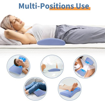 Lumbar Support Pillow for Bed Relief Lower Back Pain with Cooling Gel: Sciatica Lower Back Pillow for Sleeping-Memory Foam Waist Pillow for Side/Back/Stomach Sleepers-Bed Rest Pillow for Car, Sofa