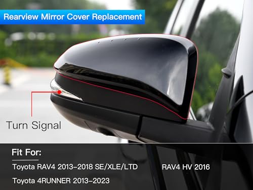Left & Right Side Mirror Cover Cap Compatible with Toyota 4RUNNER 2013-2023, RAV4 2013-2018 SE/XLE/LTD, RAV4 HV 2016 Black - size: Left & Right (1 Pair)