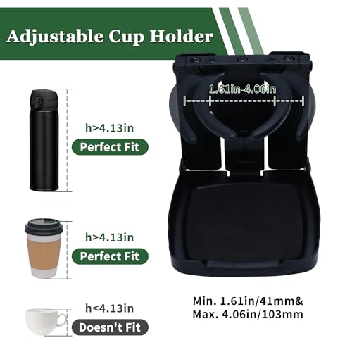 Cup Holders 304 Stainless Steel Adjustable Cup Holder Folding Cup Holders for Car Home Trucks RVs Vans Boats Campers Caravans Yacht（Black） - color: Black