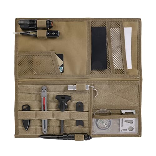ZIMISI Tactical Molle Car Visor Organizer, 600D Oxford Cloth Truck Visor Molle Panel Sunshade Storage Pouch Holder with Multi-Pocket, Tactical Gear Car Sun Visor Organizer for Most Cars (Khaki) - color: Khaki