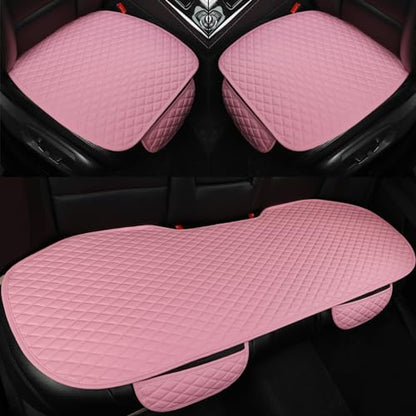 West Llama Pu Leather Car Seat Bottom Covers Protectors Include 1 Pair Front Driver Seat Pad Mat and 1 Rear Bench Cover Universal Fit 90% Vehicles,Pink - color: A-Pink, size: Universal Fit - Full Set