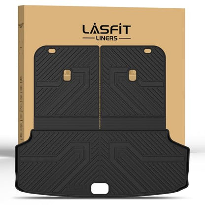 LASFIT Backrest & Cargo Mats for Kia EV9 2024-2026, All Weather TPE Easy Clean Durable No-Curling Custom Fit for Kia EV9 2026 2025 2024 Trunk Liners & Seatback, Black - size: 3)For Kia EV9 | 2024-2026 | Cargo