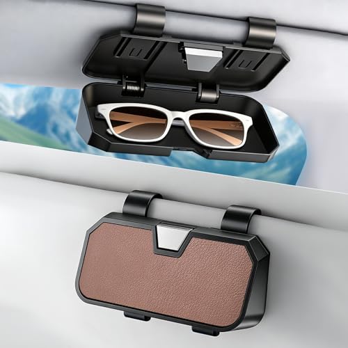 Sunglasses Holder for Car Visor Leather Eyeglasses Organizer Case for BMW X3 X5 X7 X1 3 4 2 5 Series Accessories - color: Brown Without Logo