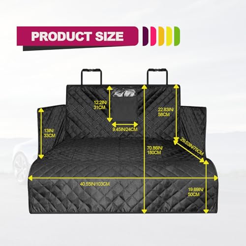 Waterproof Non-Slip Durable Dog Cargo Cover Mat for Cars, Dog Car Seat Cushion with Side Walls Protector and Bumper Flap, Non-Slip Cover Stays Securely in Place, Fits Your Car, Truck and SUV, Black
