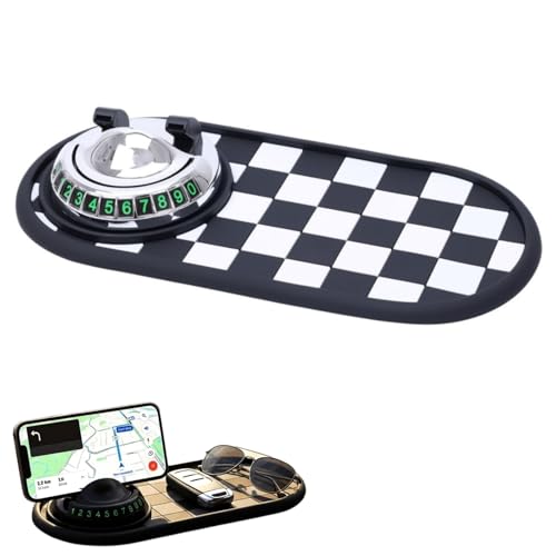 360 Rotatable Car Anti-Slip Dashboard Mat with Parking Number, Universal PVC Non-Slip Pad for Phone, Sunglasses, Keys, Durable Car Interior Storage Accessories (B) - color: B