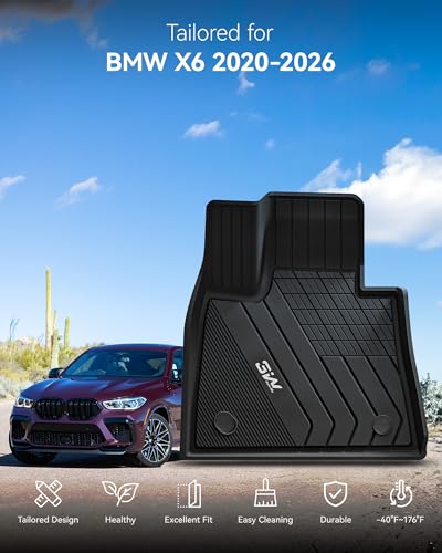 3W BMW X6 Floor Mats Fit for 2020 2021 2022 2023 2024 2025 2026 M/M50i/sDrive40i/xDrive40i G06 All-Weather TPE Floor Liner for BMW X6 1st 2nd Row Full Set Custom Fit Car Liners, Black - style: 4) X6 2020-2026 | Floor Mats