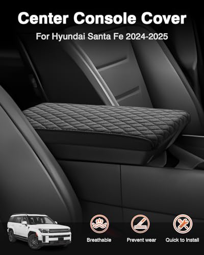 Shademax Custom for 2024 2025 2026 Hyundai Santa Fe Center Console Cover Armrest Cover Santa Fe Hybrid Accessories Arm Rest Cushion Pad Leather Middle Console Cover Armrest Seat Box Protector - size: Size for Hyundai Santa Fe 2024-2026