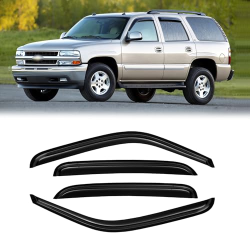 Window Visors for 2000-2006 Chevrolet(Chevy) Tahoe & GMC Yukon (Not fit Yukon XL), Rain Guards Shields Vent Deflector Shade Dark Smoke 2002-2006 Cadillac Escalade, Tape-On, 4PCS - style: For 2000-2006 | Chevy Tahoe/ GMC Yukon | Out-Channel