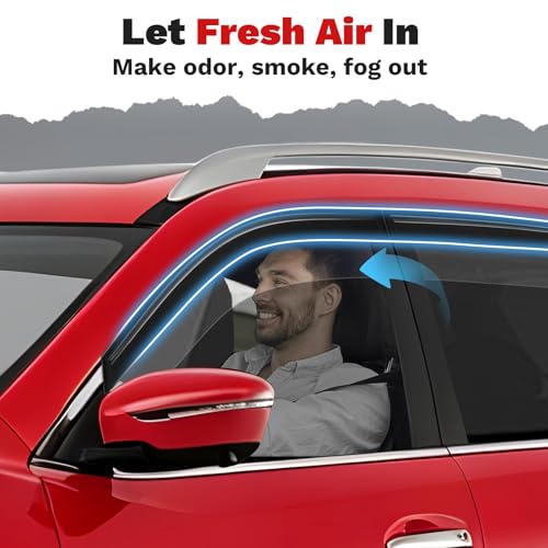 Canvcle Rogue Rain Guards - Window Visors for Nissan Rogue 2014-2020, Outside-Mount Tape-On Side Window Wind Deflectors for Rogue Accessories, Vent Visors Shades Rainproof 4PCS - size: Nissan Rogue 2014-2020