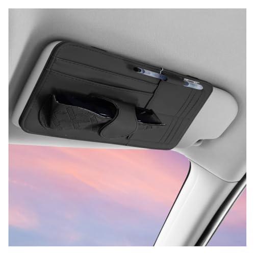 Car Sun Visor Organizer, Vehicle Sunglasses Holder, Automotive Storage Pocket for Pen, Glasses, Ticket, Card, Auto Interior Accessories Pocket for Car, SUV, Truck (Black) - color: Black