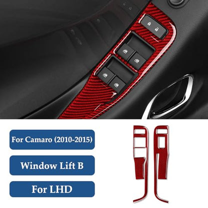 Car Window Lift Switch Sticker Carbon Fiber Decal Interior Trim for Chevrolet Camaro 2013 2014 2015 Accessories - color: Window Lift Switch