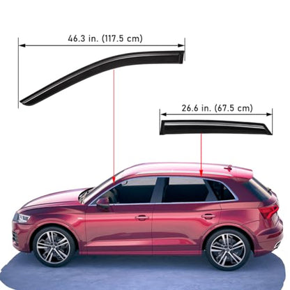 Lightronic Extra Durable Outside-Mount Auto Vent Window Visors, Fits 2018-2025 Audi Q5, UV Protection Rain Guards, Original Wind Deflectors, Smoke, 4-Pcs