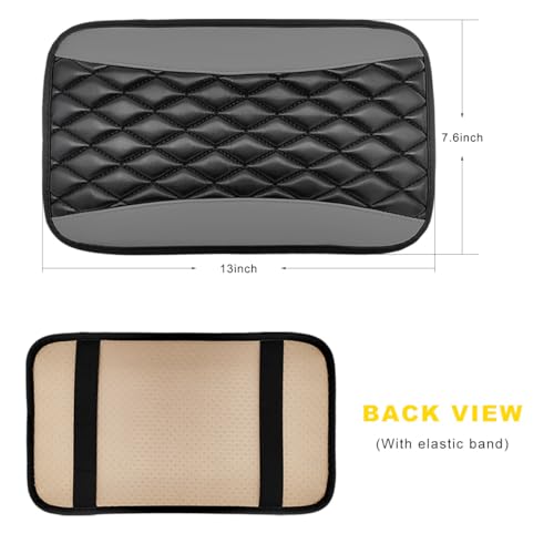 Car Center Console Cushion Pad, 12.6"×7.5" Waterproof Leather Armrest Seat Box Cover Protector, Soft Comfortable Anti-Scratch Arm Rest Console Pad for Most Cars Trucks SUVs (Gray) - color: Gray