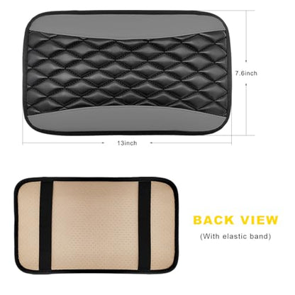 Car Center Console Cushion Pad, 12.6"×7.5" Waterproof Leather Armrest Seat Box Cover Protector, Soft Comfortable Anti-Scratch Arm Rest Console Pad for Most Cars Trucks SUVs (Gray) - color: Gray