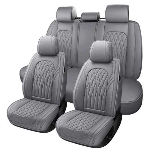 WELLDO Car Seat Covers Front Seats, Leather Seat Covers for Cars, Front Car Seat Protector Waterproof, Non-Slip Car Interior Covers Universal Automotive Seat Covers for Most Vehicle, Gray - color: Gray, size: Full Set