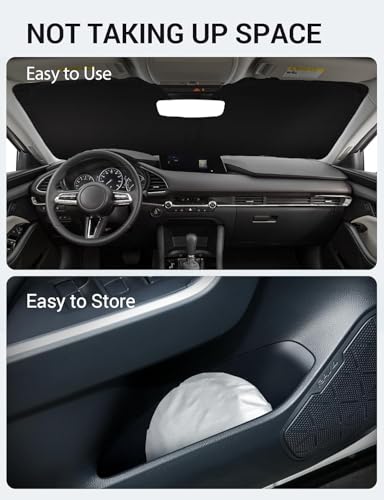 Proadsy 2026 Upgrade Windshield Sun Shade Custom Fit Mazda 3 2019-2025 2026 Mazda3 Hatchback/Sedan Front Sunshade Protector Foldable Sun Visor Blocks UV Rays Keep Car Cooler - size: Mazda 3 2019-2026