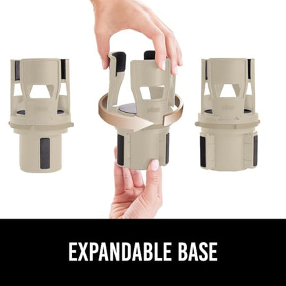 GORILLA GRIP Patent Pending Adjustable Car Cup Holder Expander, Keeps Water Bottle Secure, Expands to Fit 18 to 48 oz Large Bottles, Yeti, Owala, Stanley with Handle, Coffee Mug Insert for Cars, Tan - color: Tan