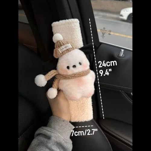 2 PCS Seat Belt Cover Pad, Cute Kawaii Animal Dog Seatbelt Covers for Kids and Adults, Winter Plush Fluffy Soft Seat Belt Cover, Cartoon Seatbelt Cushion,Car Seat Strap Pads (G-Dog(Khaki)) - color: G-Dog(Khaki)