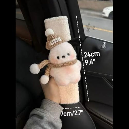 2 PCS Seat Belt Cover Pad, Cute Kawaii Animal Dog Seatbelt Covers for Kids and Adults, Winter Plush Fluffy Soft Seat Belt Cover, Cartoon Seatbelt Cushion,Car Seat Strap Pads (G-Dog(Khaki)) - color: G-Dog(Khaki)