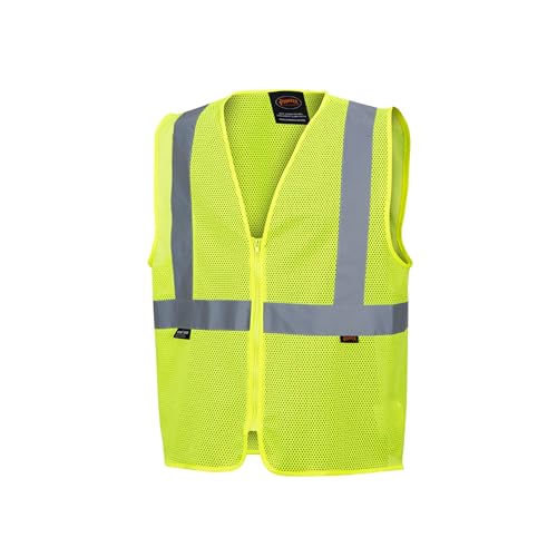 Pioneer Hi Vis Mesh Safety Vest - for Traffic & Public Workers - Cool & Lightweight - Class 2 - Reflective Tape - Yellow - color: Green, size: 4X-Large