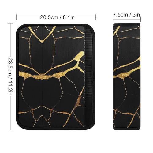 Fashion Car Seat Belt Covers Soft Cushion Pad Car Shoulder Strap Harness Pad Black Marble Gold Texture - color: Color346